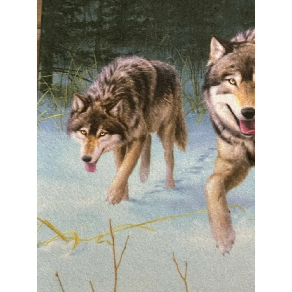 Wolves Door Mat On The Move by James Hautman Indoor Cabin Winter Scene Wolf Pack